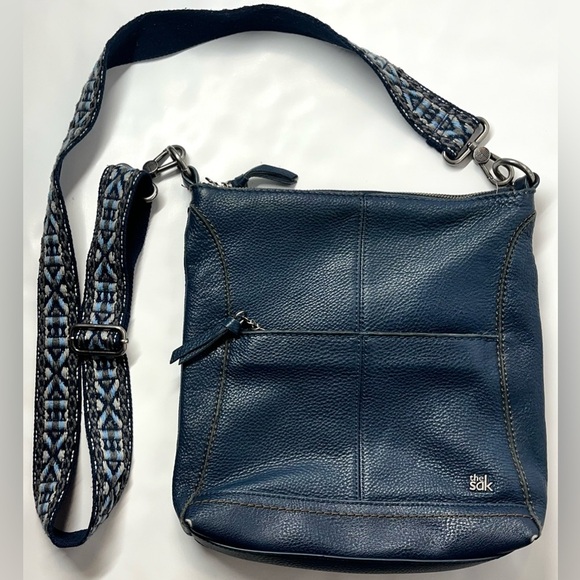 The Sak Handbags - The Sak Lucia Blue Leather Crossbody Bag Purse Adjustable Strap